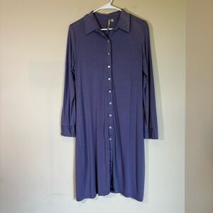 Comfy‎ USA Women's long sleeve pajama collared dress button down lavendar Small